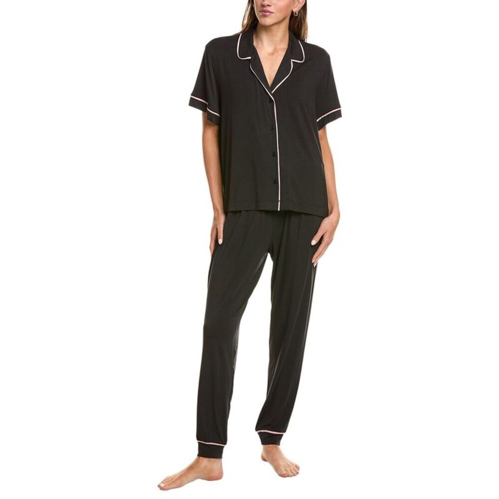 Sanctuary Womens  2Pc Notch Top & Jogger Set, Black